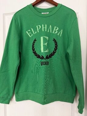 Official Wicked the Musical Elphaba Green Varsity Crewneck Sweatshirt Medium
